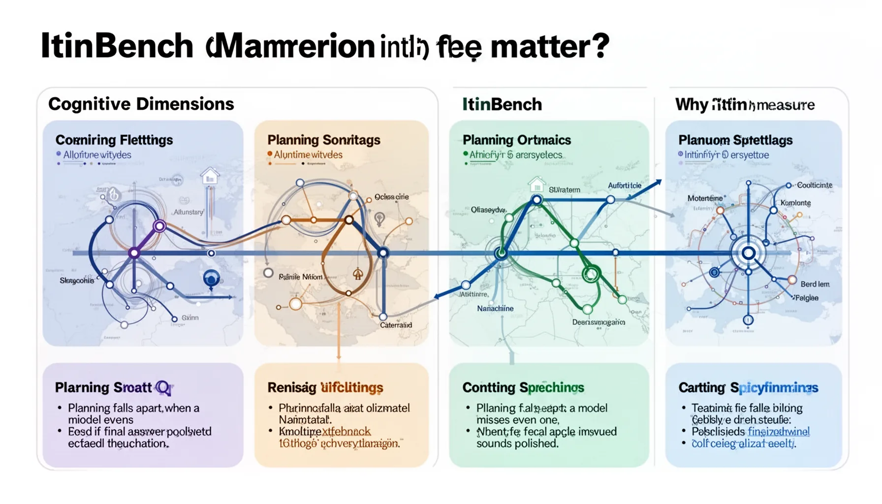 Which cognitive dimensions does ItinBench measure, and why do they matter?