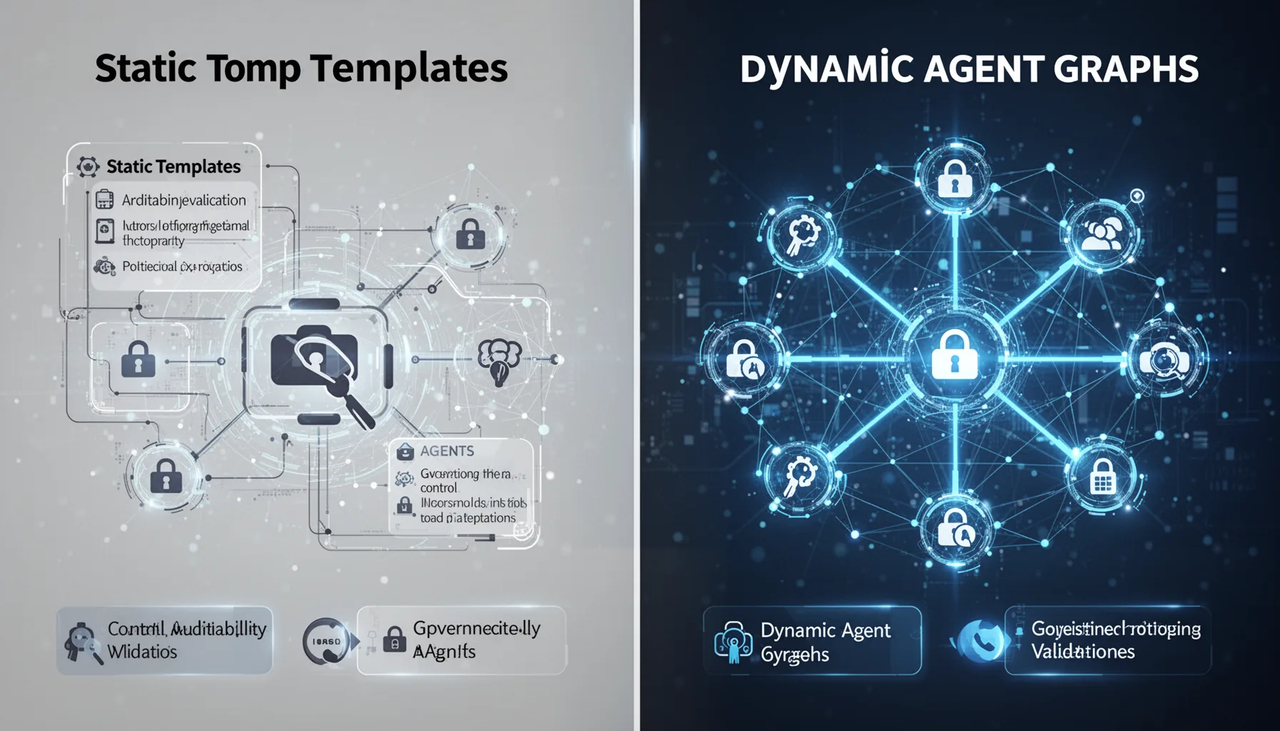 How static templates vs dynamic agent graphs shape governance and validation